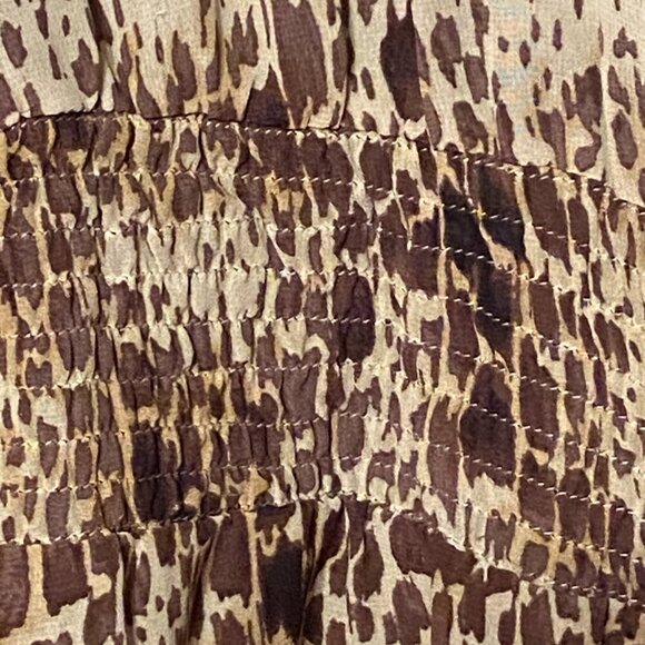 Lloyd Williams Vintage Top Women (L) Brown Tan Crinkle Smocked Waist Long Sleeve - Picture 6 of 10